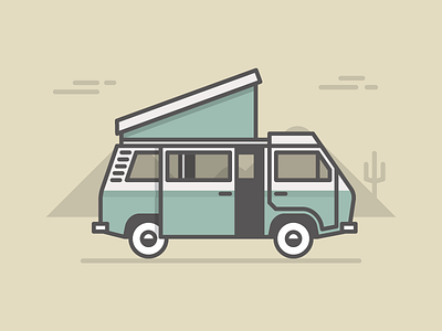 Road Trip II desert illustration road trip van vector vehicle vw