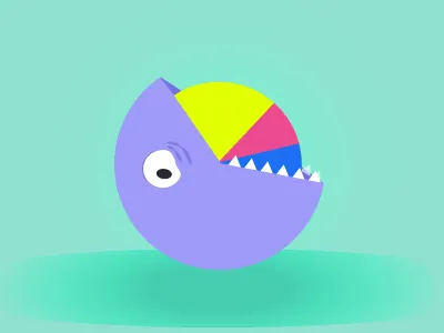 The Pie Chart Destroyer chart flat graph illustration information design monster pie pie chart