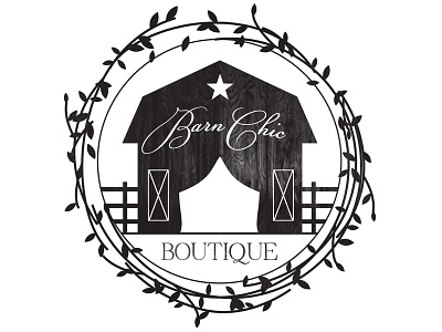 Barn Chic Logo Design awaken design company barn brand branding farm fence laurel logo logo design star wreath