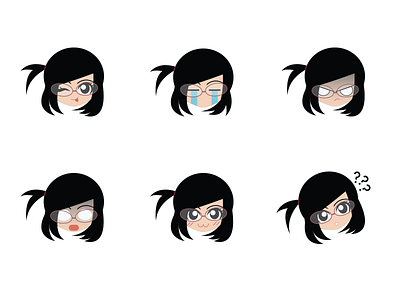 Leila Emoji (Set A) angry character confusion cry cute emoji emoticon expression kawaii leilaling shock wink