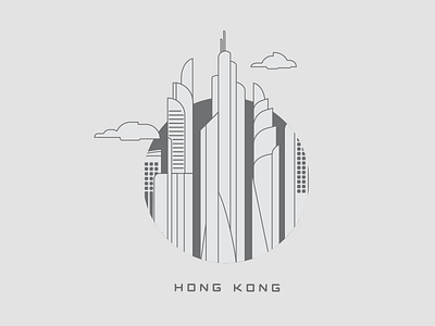 Futuristic Hong Kong building buildings city design icon illustration line web