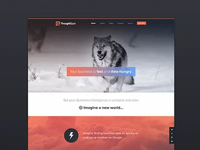 New website live! animation flat menu minimal space thoughtspot web webdesign website white wolf