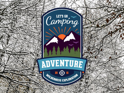 Let's Go Camping adventure camp camping compass emblem forest graphic logo mountain outdoors tree vector