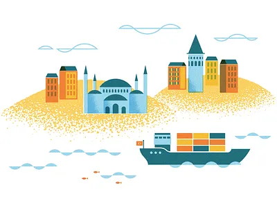 Istanbul buildings city cityscape illustration mosque ocean spot turkey