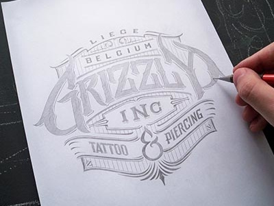 Grizzzly Incorporated Logo branding calligraphy corporate design hand drawn identity lettering logo logotype retro typography vintage