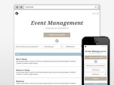 Saddleback Extranet events extranet management ux design visual design website