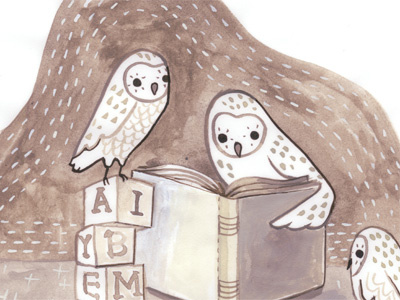 kid lit abc children childrens illustration kid owl painted