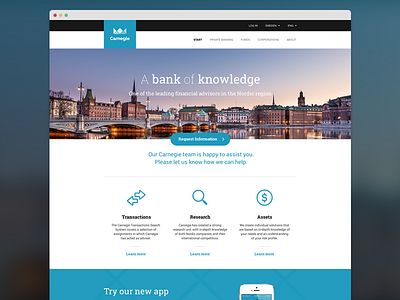 Carnegie Bank bank finance flat redesign ui ux web website