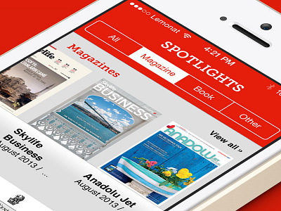 Skylibrary book app ios7 iphone library app magazine app red ui