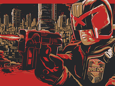 Dredd city dredd gun helmet illustration judge poster