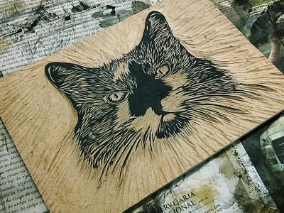 Xylography - Finished! cat wood woodcut xylo xylography