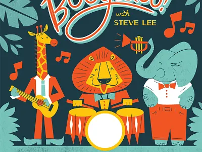 Zoo band, part 2 animals band elephant giraffe illustration instruments jungle kids lion zoo