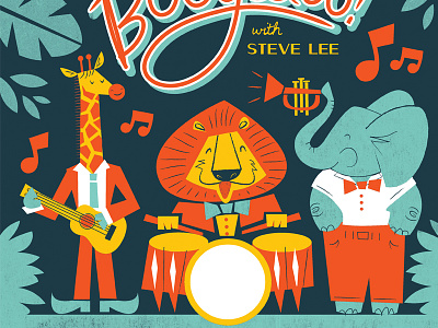 Zoo band, part 2 animals band elephant giraffe illustration instruments jungle kids lion zoo