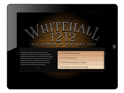 Whitehall 1212 Audio Player audio player ipad app old time radio scotland yard web app