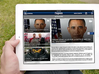 L`express Journal application interface ios ipad news newspaper simple social ui user