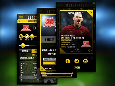 Betstriker bet football goal mobile premier league rooney screen soccer soccer field soccer pitch ui ux