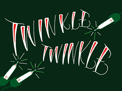 Twinkle Twinkle christmas green holiday illustration lettering lights red twinkle white