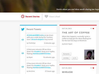 Live Feed & Stories design feed gallery live minimal tweets twitter ui user interface website white