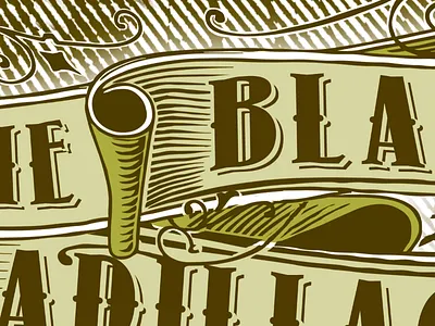 Working on New Stuff banner brown gigposter green halftones illustration in progress retro rustic vintage work