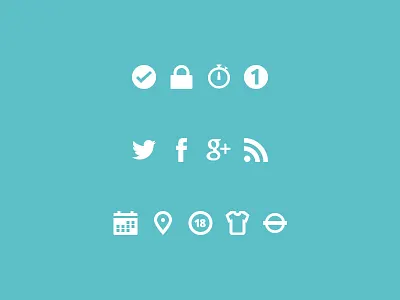 Icons for ChilliTickets.com calendar icons map padlock stopwatch tick tickets vector