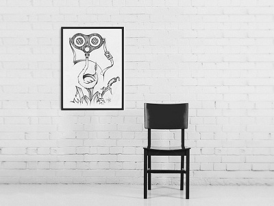 Little Lurker black chair d dh illustration ink little lurker white