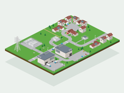 City Powergrid illustration infographic isometric vector