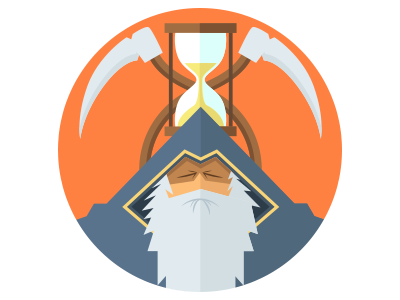 Father Time badge beard cloak father time flat hood hourglass old scythe