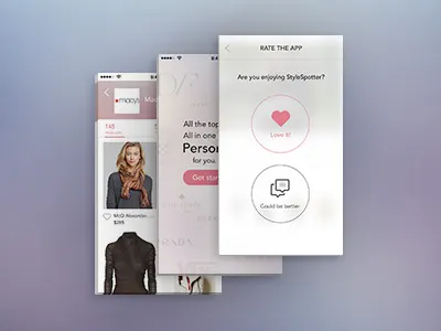 StyleSpotter iPhone App background blurred circle ecommerce fashion pink rate shop