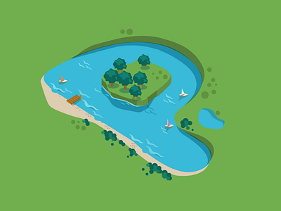 letter P green illustration letter p park pond trees type vector