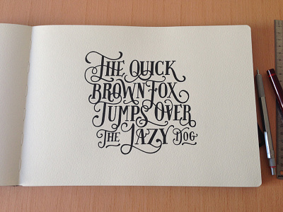 The quick brown fox serie, #5 black and white dots fox hand lettering handmade ink pangram pointillism prints rotring stippling typography