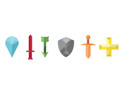 Roguelike icons arcane arrow dagger health icons roguelike shield sword