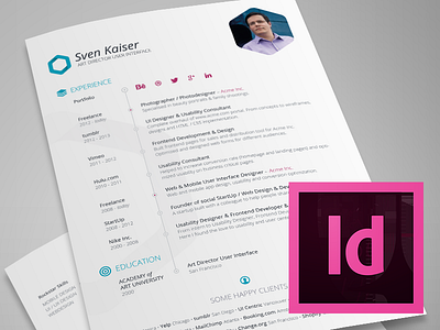 InDesign Template - Hexagon Vita/Resume/CV cv indesign resume template vita