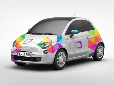 Fiat 500 Car Branding Mock-Up branding car commercial deliver design fiat illustration isolated mini mock up service smart