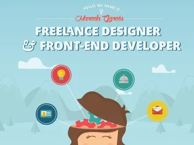 WIP New "This is Marcela" site character icons illustration typography web design