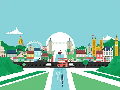 London Town big ben britain castle england jack london route master tower bridge uk union vector illustration