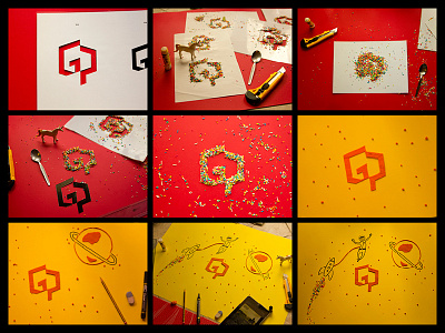 Personal Identity Stencil astronaut design graphic illustrator logo plasticine red rocket stencil trufles unicorn yellow