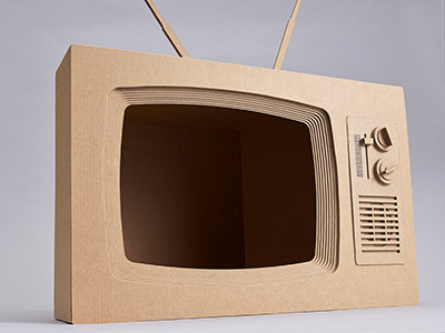 Retro, cardboard TV - built advert cardboard commercial packaging tv