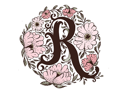 Letter R illustration initial letter lettering