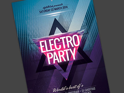 Electro Flyer abstract electro flyer geometric graphicriver electronic minimal party party flyer poster psd techno triangle