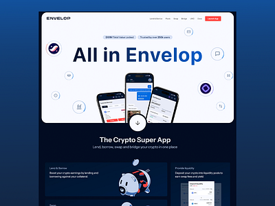 ENVELOP - Cryptocurrency Platform blockchain borrowing crypto cryptocurrency cryptocurrency platform defi design dex financial services interface lending modern design swapping tokens trading ui user friendly user experience ux web3