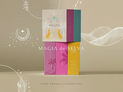 MAGIA de SELVA brandidentity creativeprocess design inspiration designportfolio digital art digital illustration graphic design hand drawing illustration jaguar moon packagingdesign photoshop procreate art selva tropical