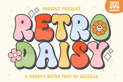 Retro Daisy playful fonts retro font vintage font