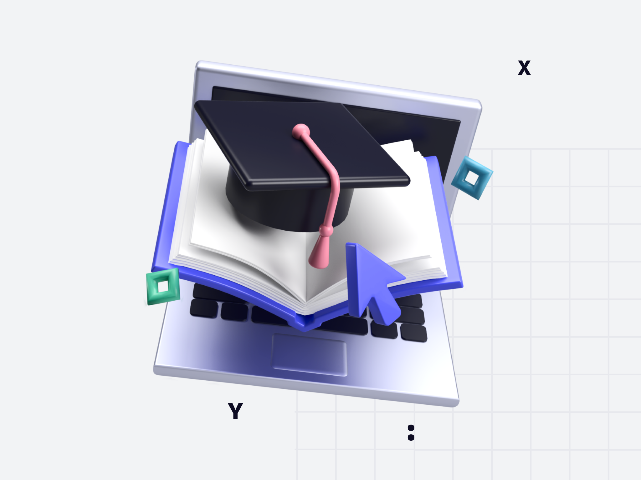 3D School Subjects 3d 404 book design education illustration lapton school teaching training ui