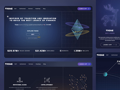 TRONE - DEFI MARKETPLACE animation blockchain borrowing crypto trading cryptocurrency defi deposit design illustration interface design intuitive design landing page lending money market ui ui design user experience ux uxui website