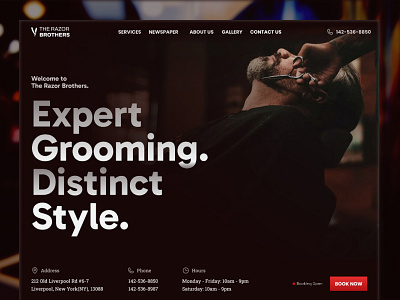 Razor: Barber Framer Template barber barbershop business dark design elegant framer local business template ui