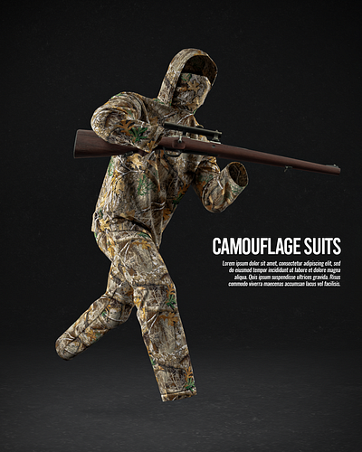 Camouflage Suits | 3d Mockups 3d camo hunter hunting mockups poster