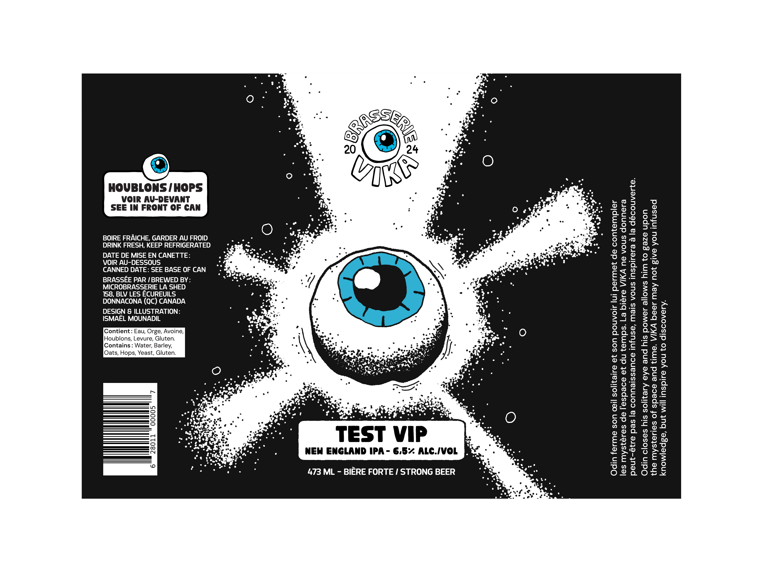 Beer can - Packaging - Test VIP beer beer can beer design beer label design beer packaging branding brasserie vika brewery design eye graphic design illustration illustration design ipa logo new england ipa packaging packaging design vika