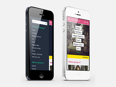 Visit Flanders black iphone responsive tourism ui webdesign white