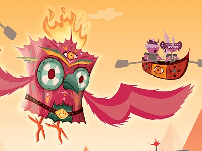 Middle III bird fire illustration phoenix vector