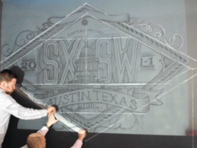 SXSW Chalk Mural Process atx chalk chalklettering handlettering sxsw timelapse typography